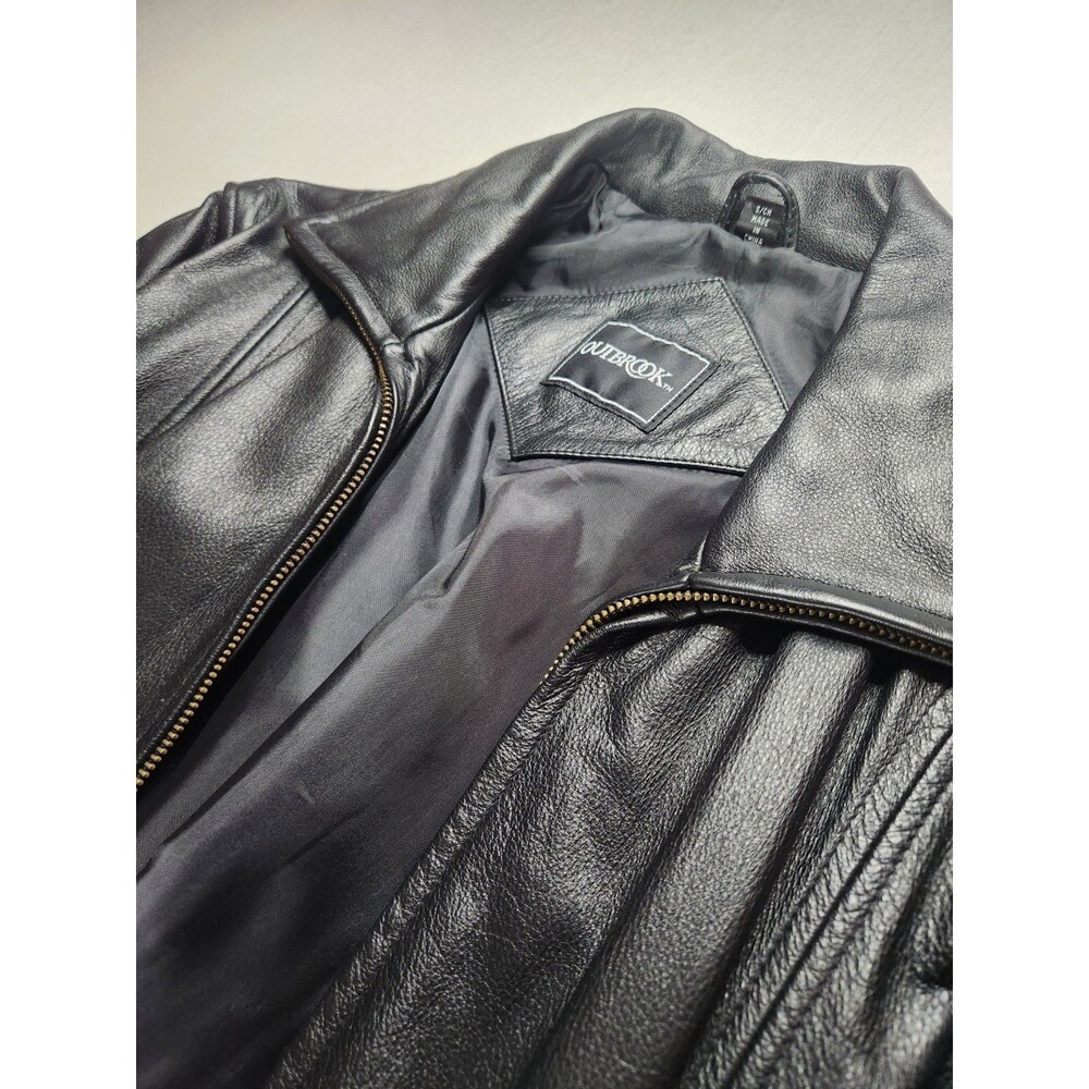 Outbrook Women's Black Zip Belted Collared Mid-Length Jacket Sz S Style 511 #034
